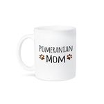 3dRose (Mug_154175_1) Pomeranian Dog Mom - Pom Doggie by Breed - Muddy Brown paw Prints - Doggy Lover pet Owner Mama Love - Ceramic Mug, 11-Ounce