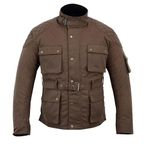 warrior gears Men's Waxed Cotton Motorcycle Jackets, Motorbike Top Gear, Waterproof Nylon Lined Jacket, Armoured Biker Textile Winter Outdoor Coat for Men, Running, Riding, Brown - L