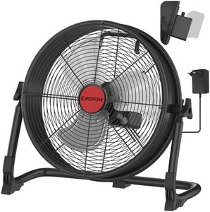 ILIKEPOW Akku Bodenventilator kompatibel mit Milwaukee 18V Akku, 12 Zoll Kabelloser Ventilator Leise, Netzteil, 2 USB Ladeanschluss, Stufenlos Regelbar für Baustelle, Werkstatt, Camping (ohne Akku)