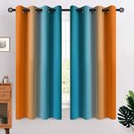 COSVIYA Grommet Ombre Room Darkening Curtains 63 inches Length for Kids/Girls Bedroom, Polyester Light Blocking Orange and Blue Gradient Window Drapes/Curtains for Living Room,2 Panels, 52x63 inches