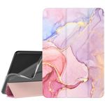 MoKo Case Fits All-New Kindle Fire HD 8 & 8 Plus Tablet (12th Generation-2024/2022 Release) 8", Soft TPU Frosted Colored Back Cover Multi-Angle Slim Smart Shell, Auto Wake/Sleep,Light Pink Gold Marble