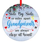 WaaHome Side by Side Or Miles Apart Grandparents are Always Close at Heart Christmas Ornaments, Christmas Grandparents Gifts from Grandkids, Grandma Grandpa Ornaments for Christmas Tree Decorations