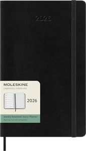 Moleskine Weekly Planner, Weekly Agenda 2026, 12 Months with Space for Notes, with Soft Cover and Elastic Closure, Large Format 13 x 21 cm, Colour: Black