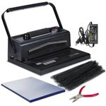 Binditek Spiral Binding Machine, Manual Punch & Electric Coil Inserter, 46 Disengageable Dies, Adjustable Side Margin, with 100 Pack 8Mil PVC Covers, 100 Pack 5/16'' Coils and Plier
