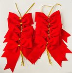 AmoolyaZ Handmade Velvet Christmas Bows|| Holiday Velvet Bows for Decorating Home, Christmas Trees, Wreaths and Gifts|| Use Indoor/Outdoor|| Size 4 x 4.5 Inches|| 10 Count|| (Red)