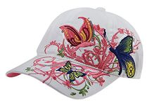 Girls Boys Cotton Butterfly Embrioderied Baseball Cap Adjustable Snapback Hat Travel Sports Beach Sun Protection Hat Trucker Flat Dressing Hat