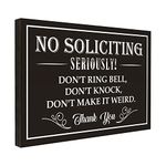 No Soliciting Sign for House or Office, No Solicitors Sign for Front Door or Wall Decor, No Soliciting Signs for Home or Business 3.55" x 5.15" (with Strong Adhesive Tape) - PMA001 Black