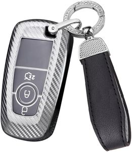 ontto TPU Car Key fob Cover case Fit for Ford Focus Edge Explorer Fusion Mondeo Mustang Raptor Ecosport Ranger F150 F250 F350 Remote Key Shell Holder Bag Keychain Keyring Accessories 3 Buttons Silver