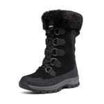 DREAM PAIRS Women's Waterproof Winter Snow Boots, Warm Comfortable Faux Fur Insulated Non-Slip Outdoor Lace-Up Mid Calf Booties,Size 8.5,Black,SDSB2206W