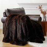 BATTILO HOME Luxury Fluffy Brown Faux Fur Throw Blanket, Cozy Warm Fur Blanket for Couch, Sofa, Chair, Bed, Plush Fuzzy Fur Throws with Long Pile, 50"x60"