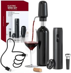 CIRCLE JOY Electric Wine Opener Set 4-in-1 Automatic Corkscrew with Rechargeable Wine Aerator Pourer, Foil Cutter, Vacuum Wine Stopper | Premium Gift Box for Wine Lovers, Black