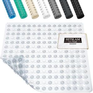 HITSLAM Duschmatte rutschfest, Antirutschmatte für die Dusche 53x53cm, Badewannenmatte mit Saugnäpfen-100% BPA-frei, Quadrat Rutschmatte Dusche schimmelresistent & maschinenwaschbar, Transparent