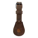 Hide & Drink, AirTag Buckle Keychain Handmade from Full Grain Leather - Accessory Case with Keyring, Secure Attachment for Easy Tracking, Locating Personal Valuables - Bourbon Brown