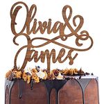 Personalized Wedding Cake Topper - Mr Mrs Cake Toppers w/Names - Custom Wooden Cake Decorations, Wedding Cake Topper for Bride and Groom - 3 Wooden Options