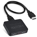 4K@60HZ HDMI Splitter, HDMI Splitter 1 In 2 Out with 3.9FT HDMI cable, HDMI2.0b Splitter for Dual Monitors 【Only Duplicate/Mirror Screens, Not Extend】Support 1080p HDCP2.2, RGB 18.5Gbps, FullHD, 3D