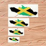 Jamaica Jamaican Flag Map Outline Decal Vinyl Sticker - 4 Pack Reflective, 2 Inches, 3 Inches, 4 Inches, 6 Inches - for Car Boat Laptop Cup Phone