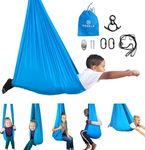 Harkla Sensory Swing - Indoor and Outdoor - Comes with Heavy Duty Hardware and Soft Nylon Fabric for Calming Effect, Holds Up to 135kg (Blue, 110" Swing)