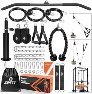 SERTT Weight Pulley System Gym, Pulley Pro Home Cable Pulley System gym for Lat Pull Down, Biceps Curl, Triceps, Shoulders, Back, Forearm Workout, DIY Weight Cable Pulley Attachments for Gym Equipment