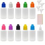 XIAONAN 20 Pack x 30ml LDPE Plastic Liquid Water Squeezable Eye Dropper Empty Bottles (Bottles + Mixed Colour Caps + Tips + Funnel + Label)