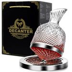 Red Wine Decanter 50oz/1500ml, YTHFGRT Wine Carafe Decanter Made of Lead-Free Crystal Glass, 360° Rotating Decanters for Whisky and Wine, Decanter Gift Box Design for Men Women Gifts