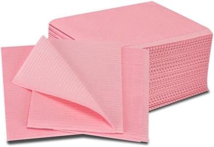 Practicon 125 Pack Pink Disposable Patient Bibs, 18" x 13", 3 Ply Waterproof Paper Bib Sheet with Poly Back, Dental, Medical, Tattoo, Nail Tray or Table Cover, 125 Pack