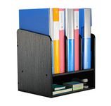 EasyPAG Wood Desktop A4 Office Desk Tidy File Holder Paper Organiser Magazine Storage Filing Rack,Black