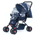 StarAndDaisy Stroller for Boy & Girl 0 to 3 Years / Baby Stroller with Lightweight / Foldable Pram for Baby with 3-Point Safety Harness, Adjustable Backrest, 360° Swivel Wheel, Reversible Handlebar, Extended Mosquito Net (Sigma)