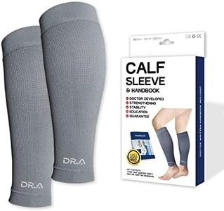 Dr. Arthritis Calf Compression Sleeves for Men and Women, Doctor-Developed Calf Wrap & Leg Support, Medical Footless Compression Socks for Running, Varicose Veins & More (X-Large, Grey, 1 Pair)