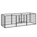 PawHut Heavy Duty Dog Pet Puppy Metal Playpen Play Pen Rabbit Pig Hutch Run Enclosure Foldable Black 80 x 80 cm (Medium)