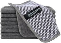 KinHwa Kitchen Washcloths for Dishes Absorbent Microfiber Dish Cloths Quick Dry Dish Rags with Poly Scour Scrub Side Ideal for Kitchen Cleaning and Housekeeping 7inch X 7inch 9 Pack Gray