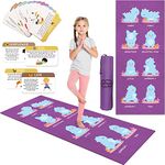 Garybank Kids Yoga Mat Set -Non-slip Exercise Mats with Fun Prints -12 Yoga Cards for Kids - Carrier Bag - Odor Free Non-Toxic, Cute Yoga Mat for Kids Girls Boys (Dinosaur)
