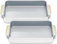 Caraway Non-Stick Ceramic 9”x13” Rectangle Pan Duo - Naturally Slick Ceramic Coating - Non-Toxic, PTFE & PFOA Free - Perfect for Brownies, Lasagnas, and More - White