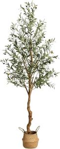 Aptliton 6FT Artificial Olive Tree, 180cm Large Tall Fake Plants, Artificial Olive Plants with Lifelike Leaves, Wood Trunk, Fruits, Suitable for Indoor Outdoor Living Room Office Garden Decor