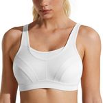 WingsLove Women's High Impact Sports Bra Full Coverage Wirefree Non Padded Workout Bra Plus Size White