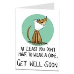 Funny Get Well Soon Card. Humorous Dog Design At Least You Don't Have To Wear A Cone. Perfect For Surgery Broken Leg Operation Illness. Wishing You A Speedy Recovery