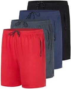 4 Pack: Men's Big & Tall King Size Heavyweight 7 Inch Inseam Active Athletic Running Quick Dry Mesh Shorts Zipper Pockets Drawstring Basketball Bottoms Soccer Workout Gym Tennis Workout - Set 2, 4X