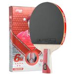 Double Happiness DHS 4002 Ping Pong Paddles Professional Table Tennis Racket with Carrying Case - ITTF Approved Rubber for Tournament Play (6006-Penhold-Red)