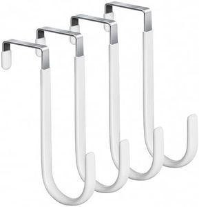 HOOSUN 4 Pack Over The Door Hooks,4.96In Hooks for Hanging Heavy Duty Door Hanger,Towel Hanger Hook Holders,Over Door Hangers Hooks Door Hanger Hooks for Hanging Clothes,Towels,Hats,Coats,Bags (White)