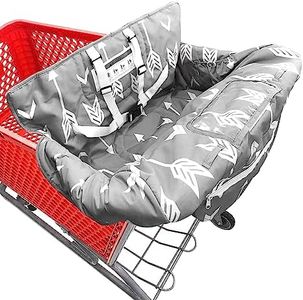 Portable 2-in-1 Shopping Cart & High Chair Covers for Babies, Kids, Infants, Toddlers | Universal Size with Free Carry Bag (Gray Arrow)