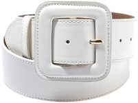 AOYEBOME Patent Leather Belt for Women, Plus Size S-XXL Square Buckle Grommet Cinch High Waist Bands for Dress, White, Suit Waist:27”-37.4“