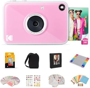 Kodak Printomatic+ Full Color Instant Print Digital Camera Gift Bundle + Case + Zink 2x3 Sticky Back Photo Paper 20pk + Album + Sticker Sets + Sticker Frames + Hanging Frames + Markers - Pink