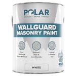 Polar Premium Wallguard Masonry Paint - White - 5 Litre - Exterior Coatings - Ideal For Brick, Stone, Pebbledash & Concrete - Waterproof Protection