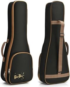 Flexzion Ukulele Gig Bag - Uke Backpack Storage Soft Case Waterproof w/Carrying Handle, Pocket & Adjustable Shoulder Strap, Music Accessories for Concert Tour Travel, Black, 26 in., Tenor