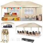 COBIZI Pop Up Gazebo 3x6m with 4 Removable Sidewalls,6 x 3 m Pop-up Commercial Tent Gazebo,Waterproof Silver-costed Oxford Marquee Canopy,UPF50+, Tent for Parties Garden & Outdoor Event,Khaki