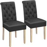 Yaheetech Set of 2 Dining Chairs Faux Leather Upholstered Kitchen Chairs Classic High Back Soft Padded Seat and Wooden Legs for Home, Restaurants, Dark Gray