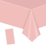 YAAVAAW 137x274cm Baby Pink Plastic Table Cloth Table Cover,Easter Tablecloth Pink Party Table Cloths Table Decoration,Pink Tablecloth Party for Picnic,Baby Shower,Wedding,Girls Birthday Tablecloth