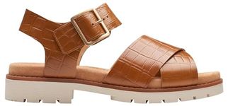 Clarks Women's Orinoco Cross Sandal, Tan Interest, 7 UK