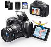 4K Digital Camera for Photography, 12X Optical Zoom 72MP Autofocus Vlogging Camera for YouTube, Photography Camera with 270°Flip Screen, Wi-Fi & App-Controlled Cameras, 2 Batteries, 32GB Card, Black