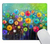 Wasach Watercolor Nature Landscape Floral Mouse Pad, Blossom Plants Herbs Garden Scene Colorful Spring Petal Flowers Personalized Mouse Pads