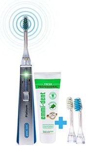 emmi-dent Platinum Spazzolino Elettrico a Ultrasuoni (Kit Base Blu) I Pulizia dei Denti Ottimale Senza Sfregare I Durata della Batteria Fino a 15 Giorni